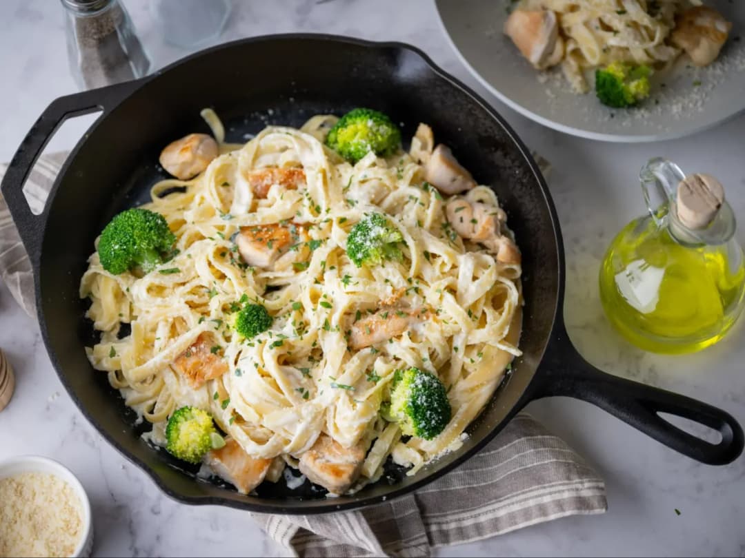 Pyszne spaghetti z brokułami i kurczakiem - łatwy przepis na obiad